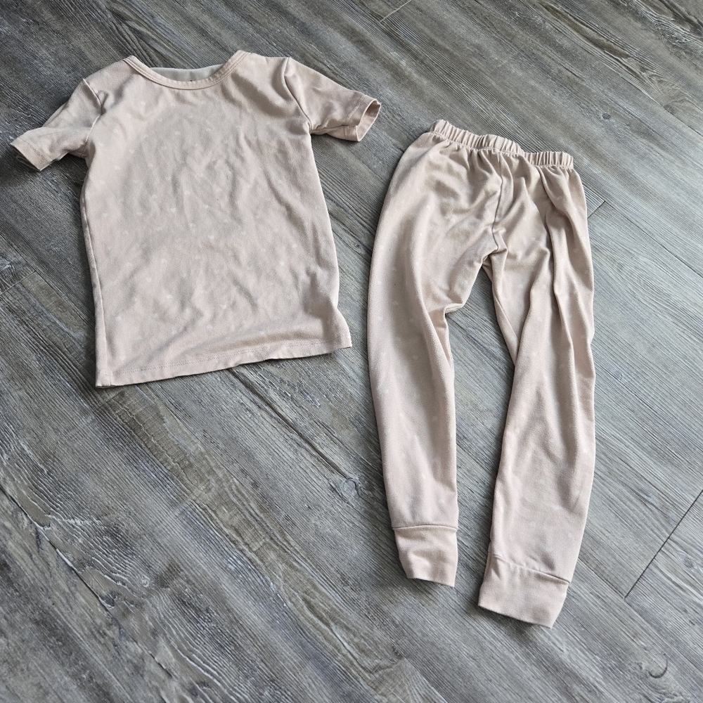 4T Girls Cloud Island Kids Pajama Set in Soft Beige